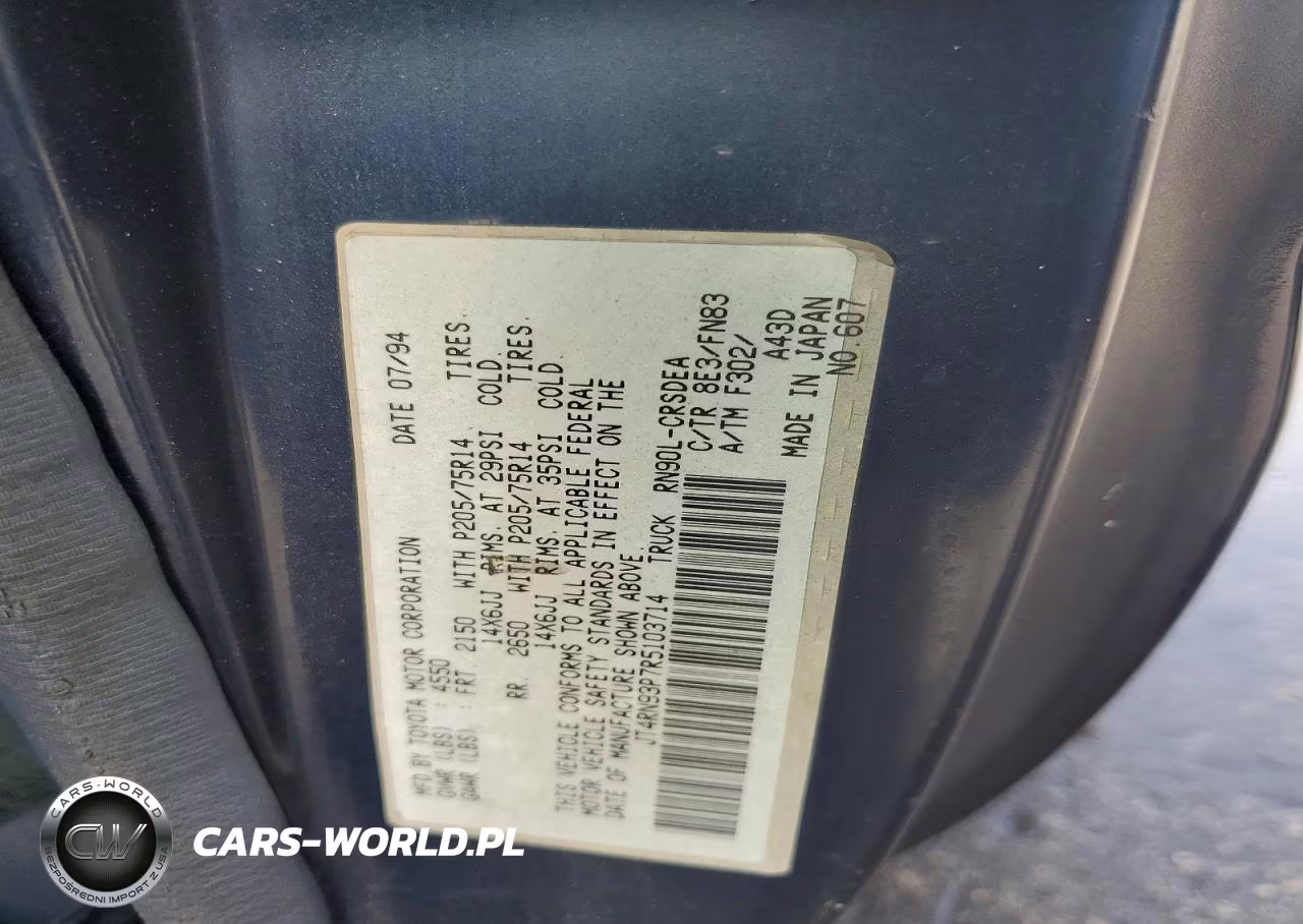 1994 Toyota Pickup Dx VIN:JT4RN93P7R5103714 - 12