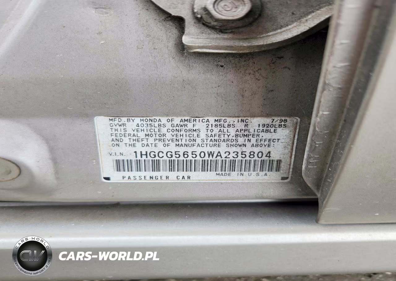 1998 Honda Accord Ex VIN:1HGCG5650WA235804 - 12
