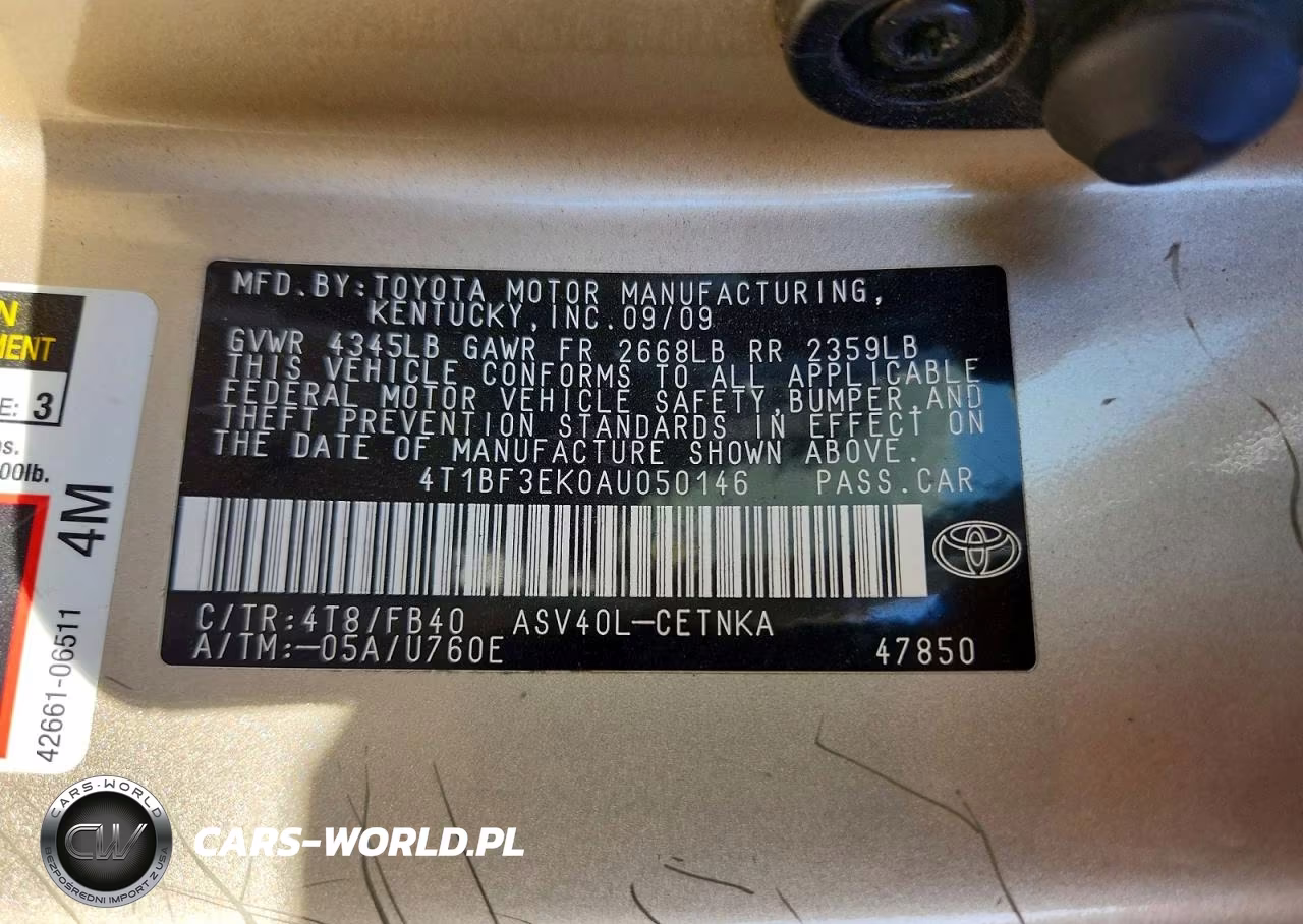 2010 Toyota Camry Le VIN:4T1BF3EK0AU050146 - 12