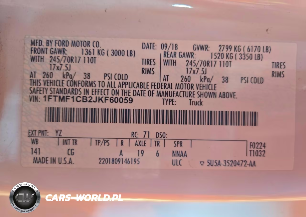 2018 Ford F150 VIN:1FTMF1CB2JKF60059 - 12