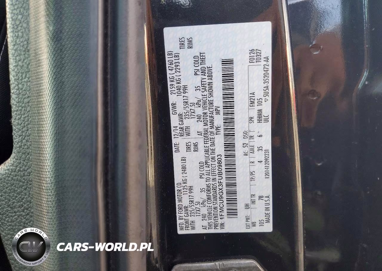2015 Ford Escape Se VIN:1FMCU9GX3FUB09803 - 13