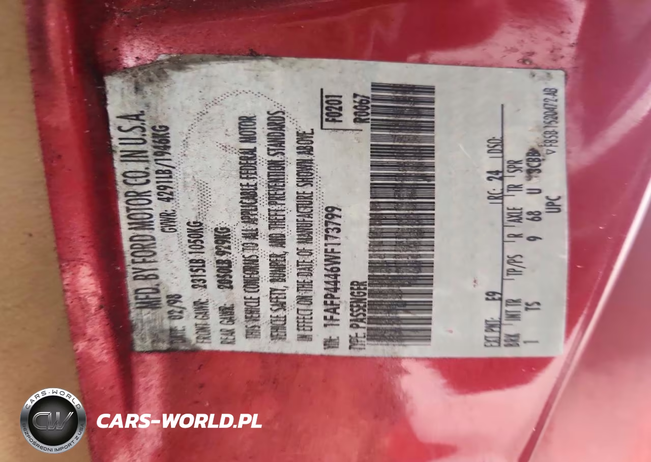 1998 Ford Mustang VIN:1FAFP4446WF173799 - 12