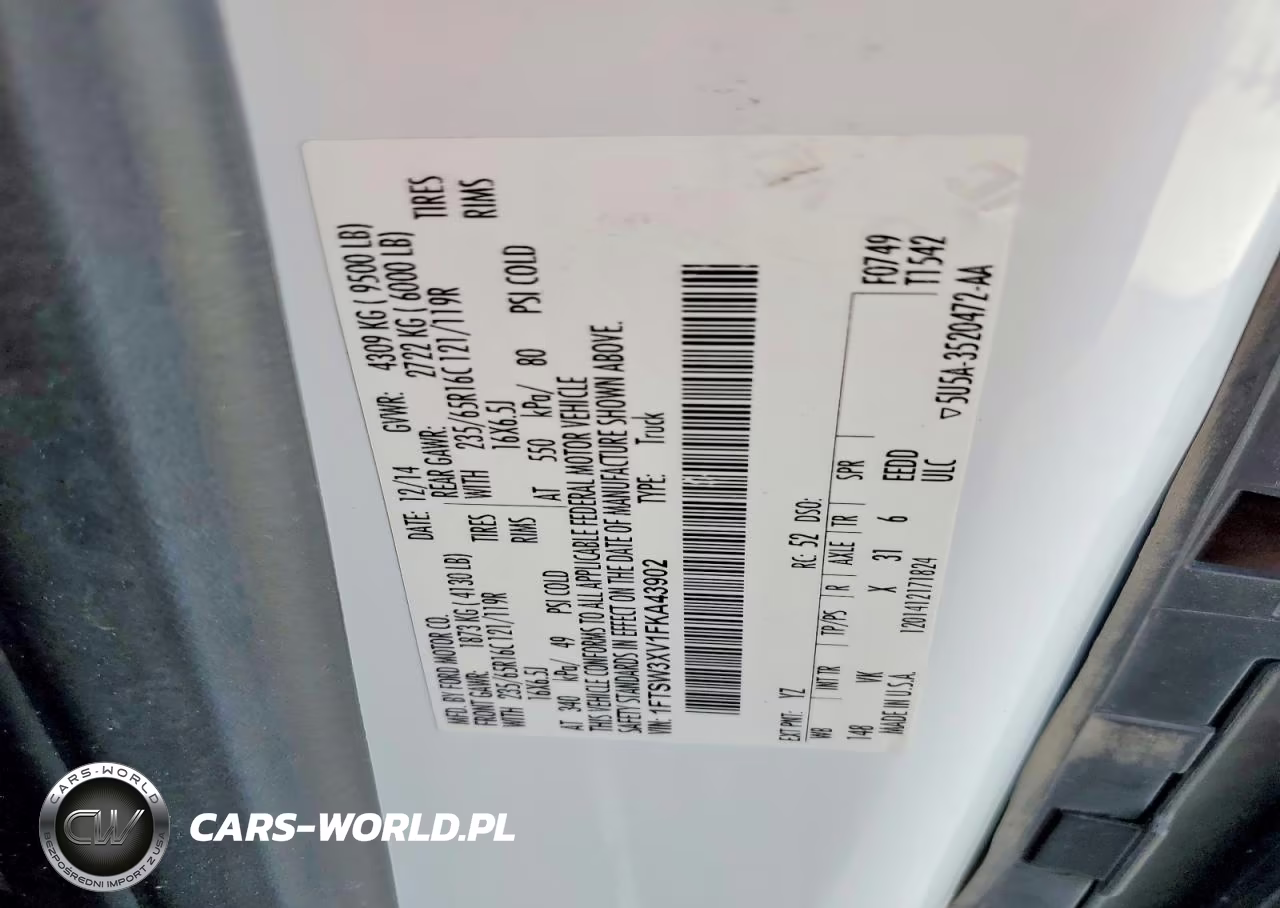 2015 Ford Transit T-350 Delivery Van VIN:1FTSW3XV1FKA43902 - 13