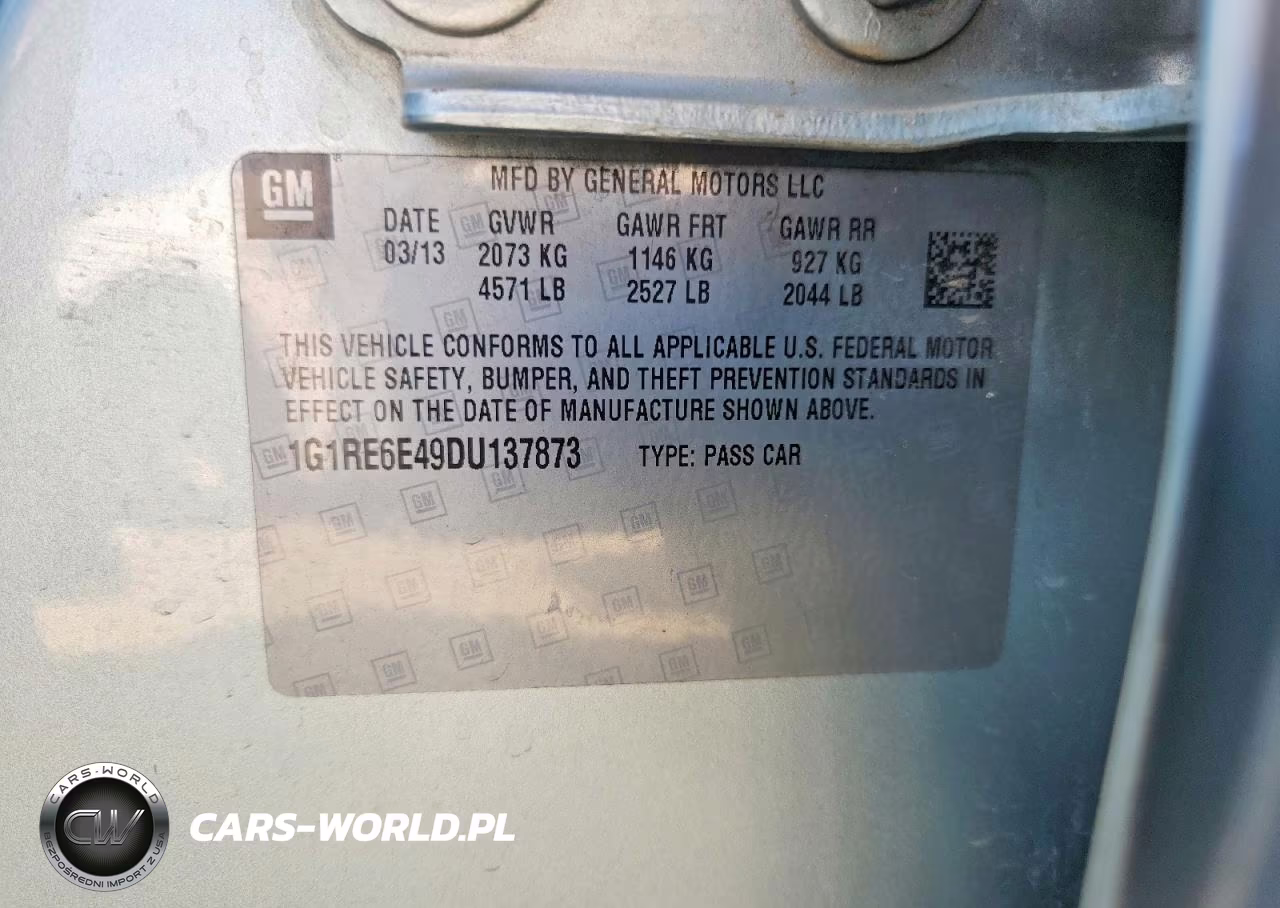 2013 Chevrolet Volt VIN:1G1RE6E49DU137873 - 12