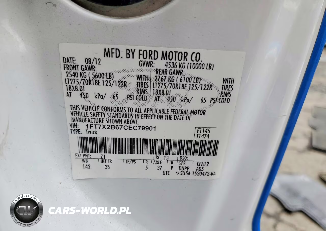 2012 Ford F250 Super Duty VIN:1FT7X2B67CEC79901 - 13