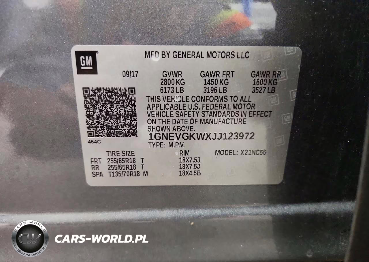 2018 Chevrolet Traverse Lt VIN:1GNEVGKWXJJ123972 - 14
