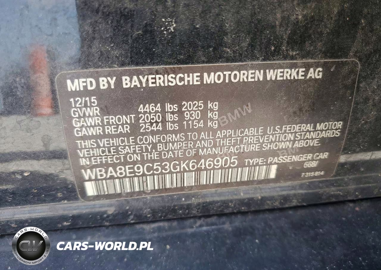 2016 BMW 328 I Sulev VIN:WBA8E9C53GK646905 - 12