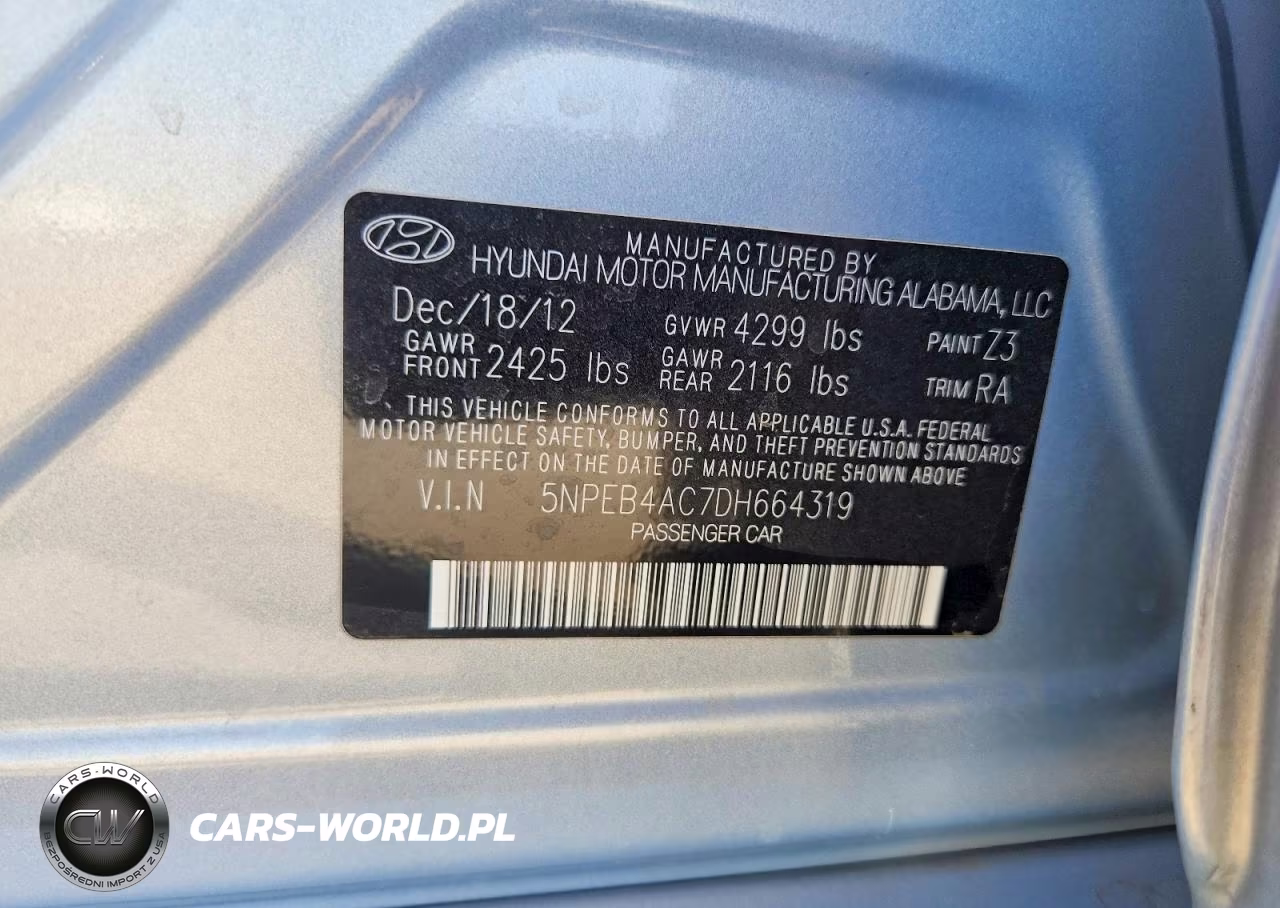 2013 Hyundai Sonata Gls VIN:5NPEB4AC7DH664319 - 13