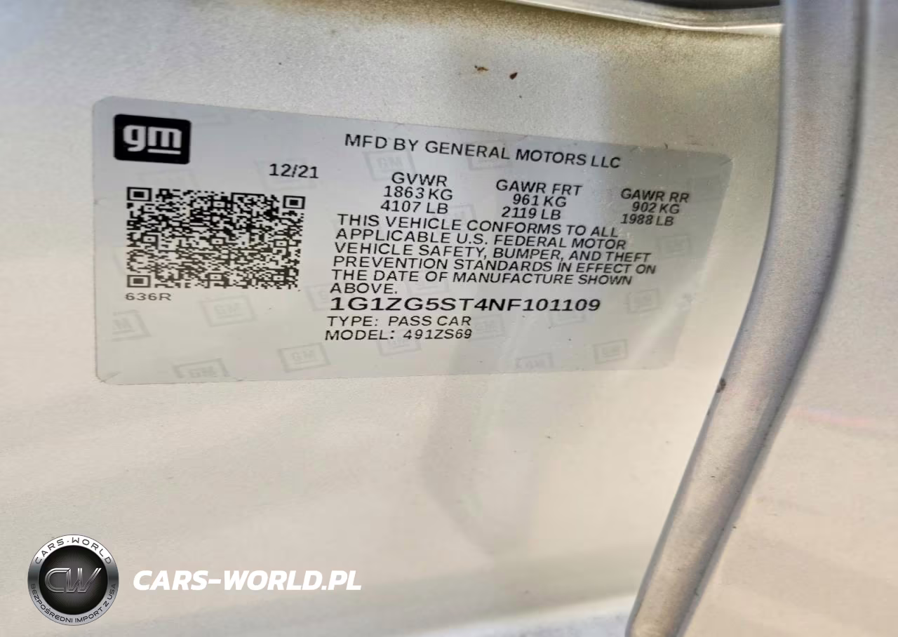 2022 Chevrolet Malibu Rs VIN:1G1ZG5ST4NF101109 - 12