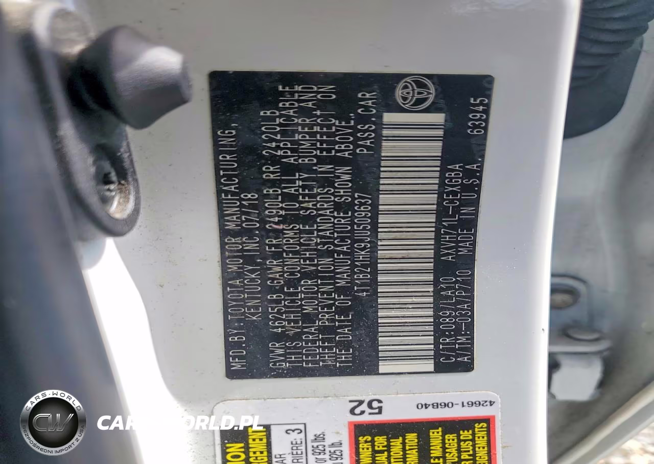 2018 Toyota Camry Hybrid Xle VIN:4T1B21HK9JU509637 - 12