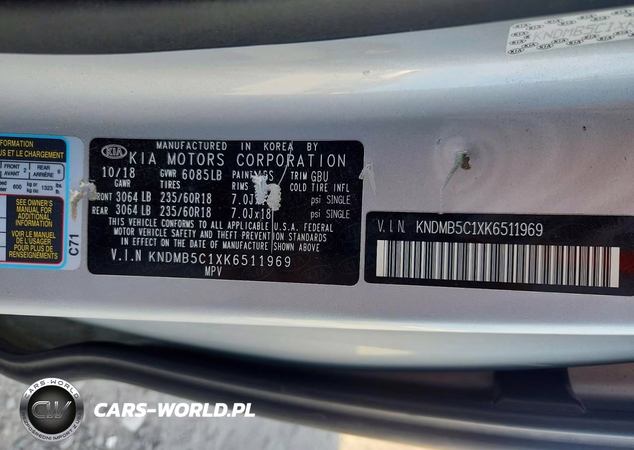 2019 Kia Sedona Ex VIN:KNDMB5C1XK6511969 - 13