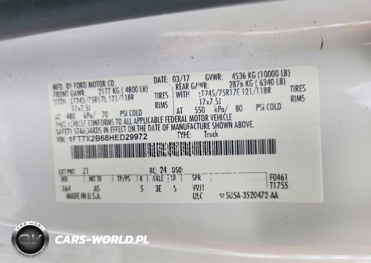 2017 Ford F250 Super Duty VIN:1FT7X2B68HED29972 - 12