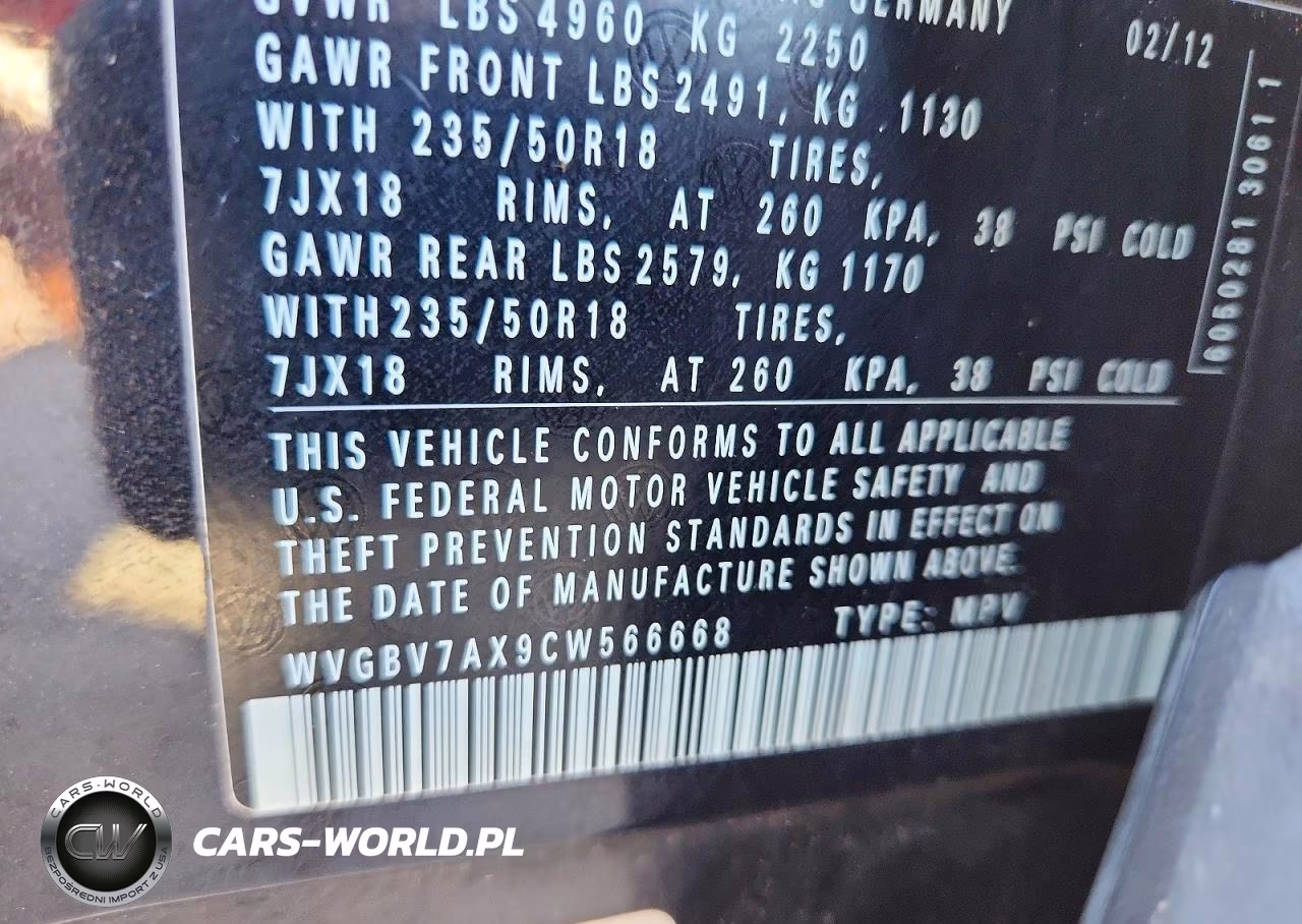 2012 Volkswagen Tiguan S VIN:WVGBV7AX9CW566668 - 13