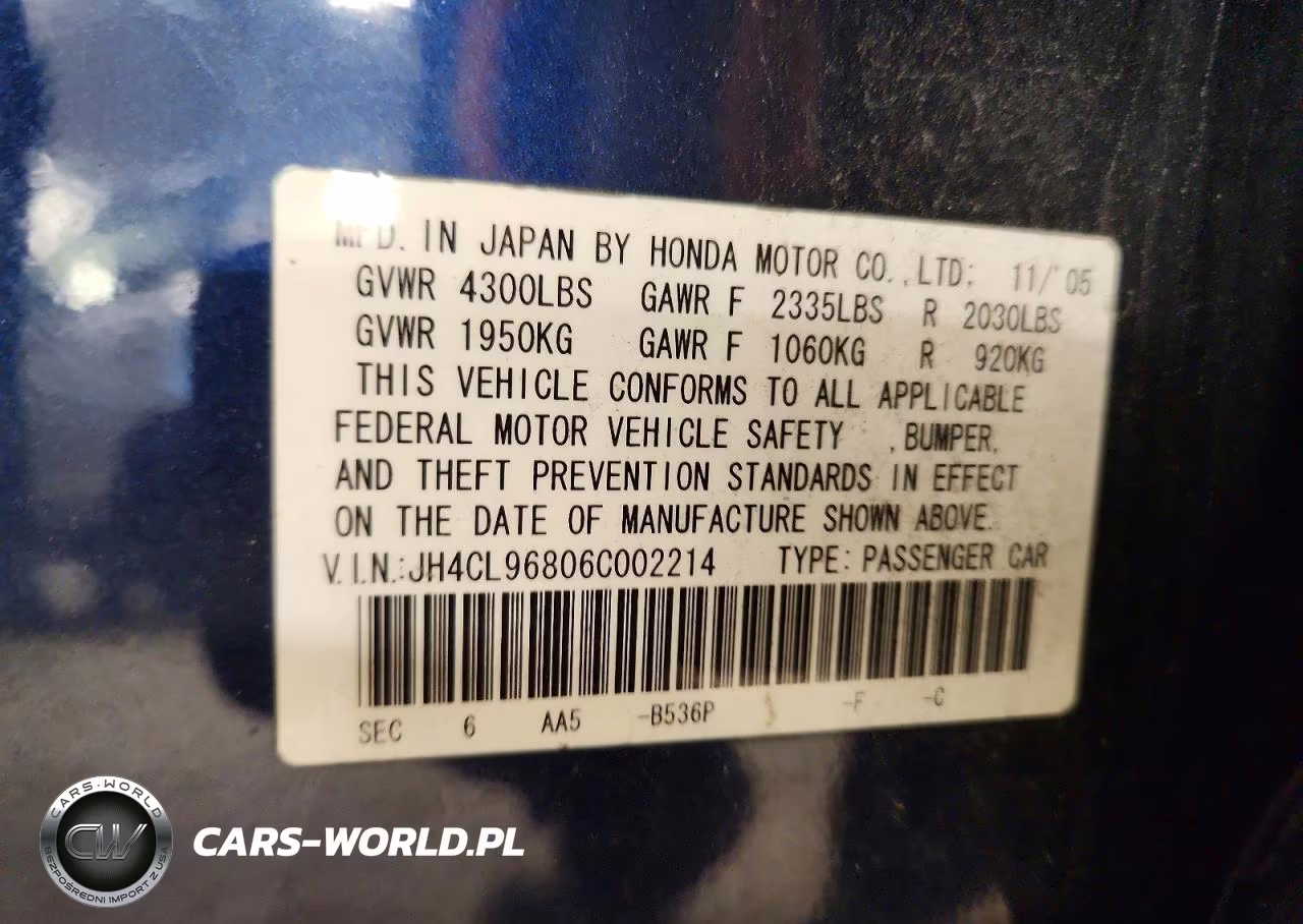 2006 Acura Tsx VIN:JH4CL96806C002214 - 12