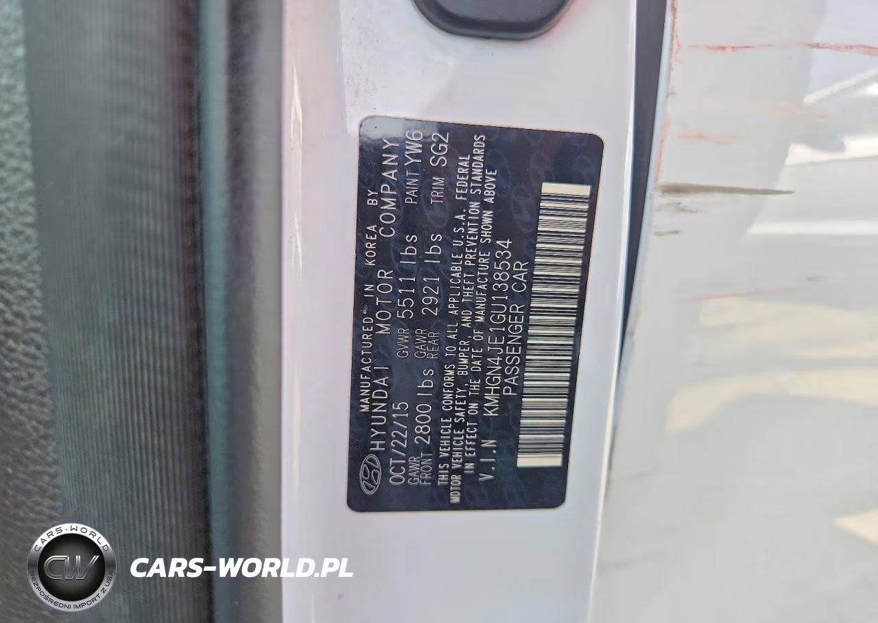 2016 Hyundai Genesis 3.8L VIN:KMHGN4JE1GU138534 - 12