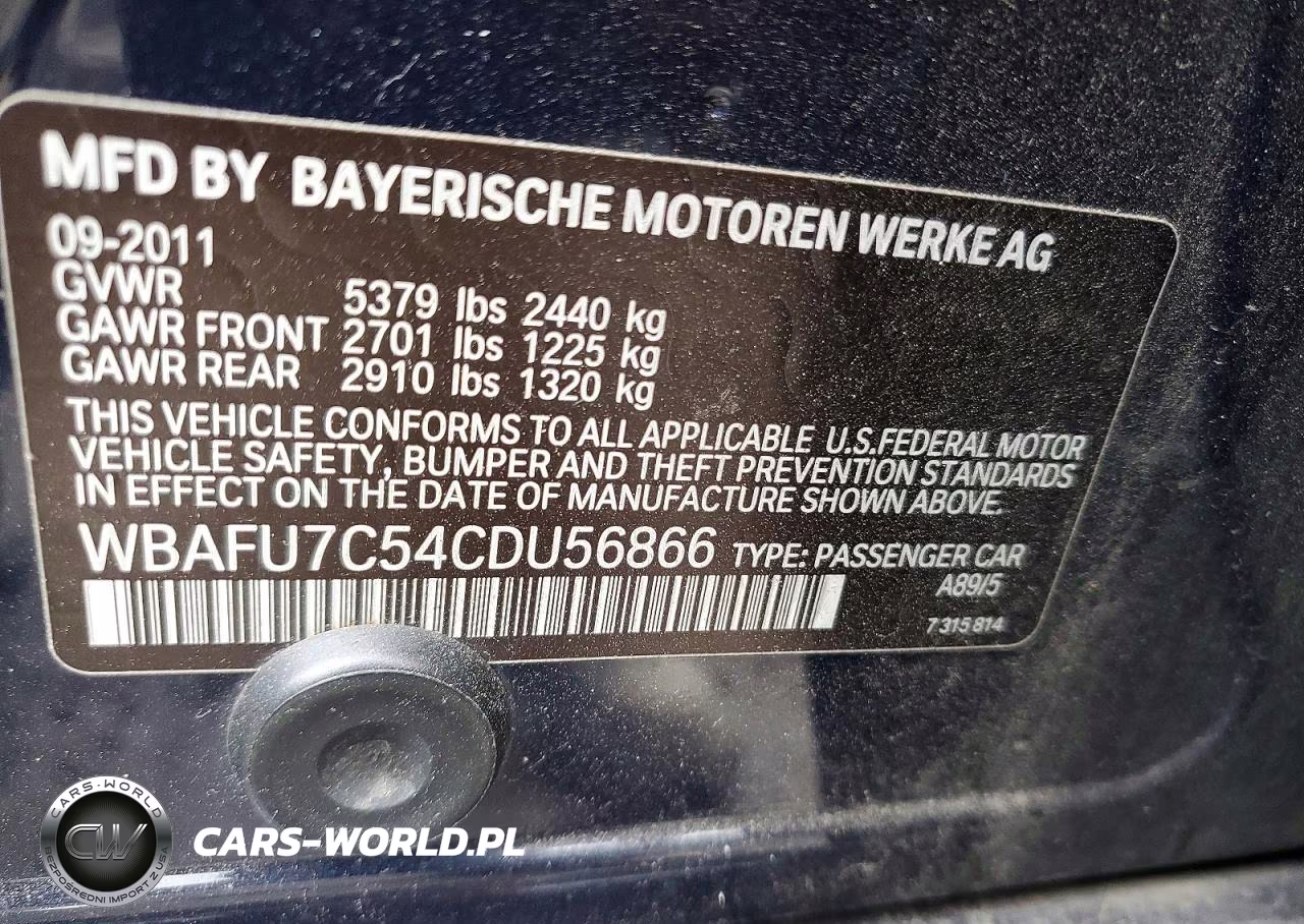 2012 BMW 535 Xi VIN:WBAFU7C54CDU56866 - 12
