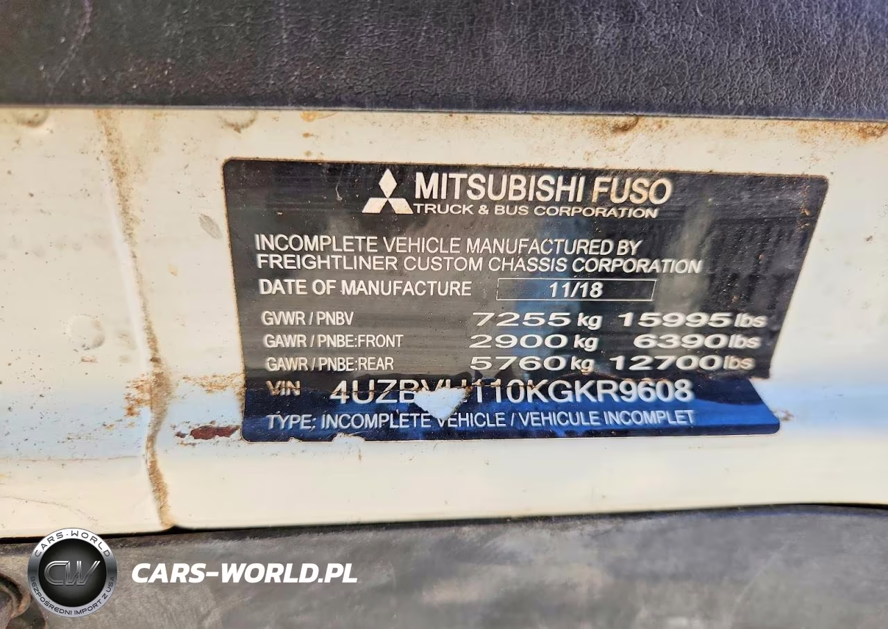 2019 Mitsubishi Fuso Truck Of America Inc Fe Fec72S VIN:4UZBVH110KGKR9608 - 12