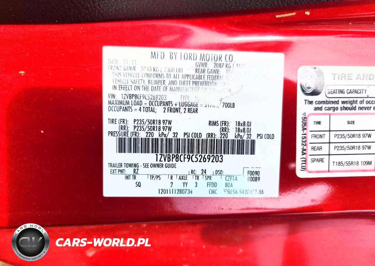 2012 Ford Mustang Gt VIN:1ZVBP8CF9C5269203 - 12