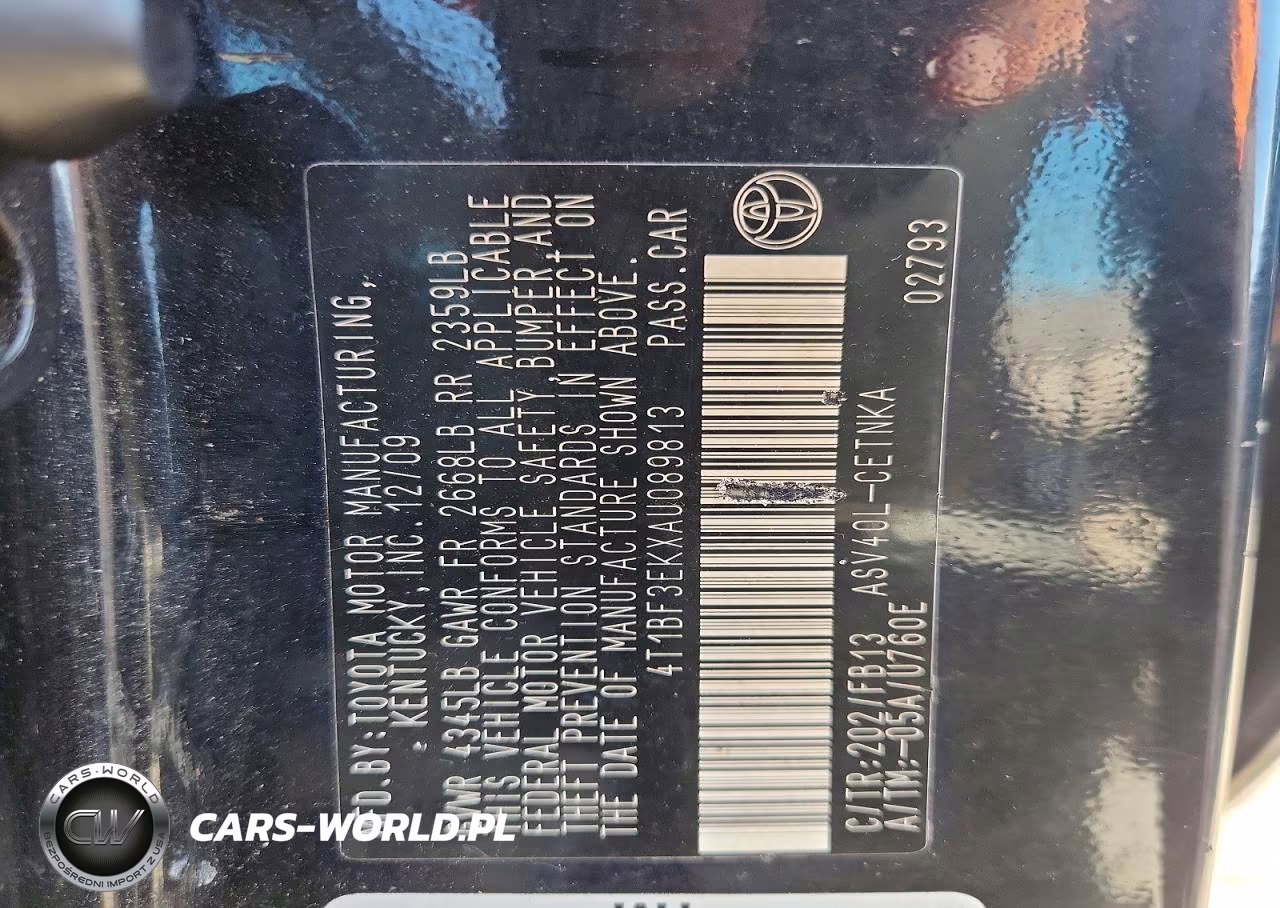 2010 Toyota Camry Base VIN:4T1BF3EKXAU089813 - 12