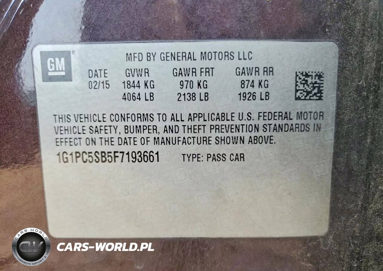 2015 Chevrolet Cruze Lt VIN:1G1PC5SB5F7193661 - 12