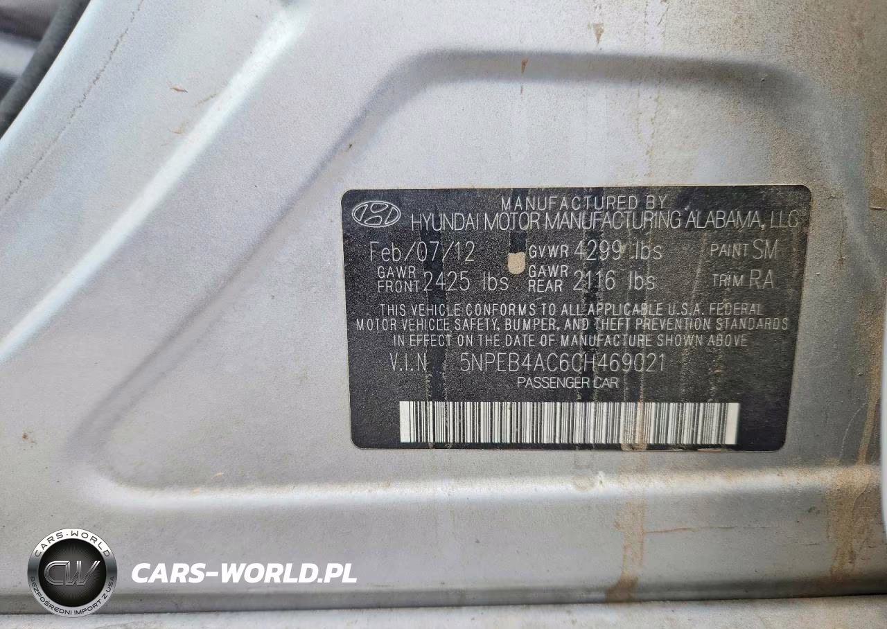 2012 Hyundai Sonata Gls VIN:5NPEB4AC6CH469021 - 12