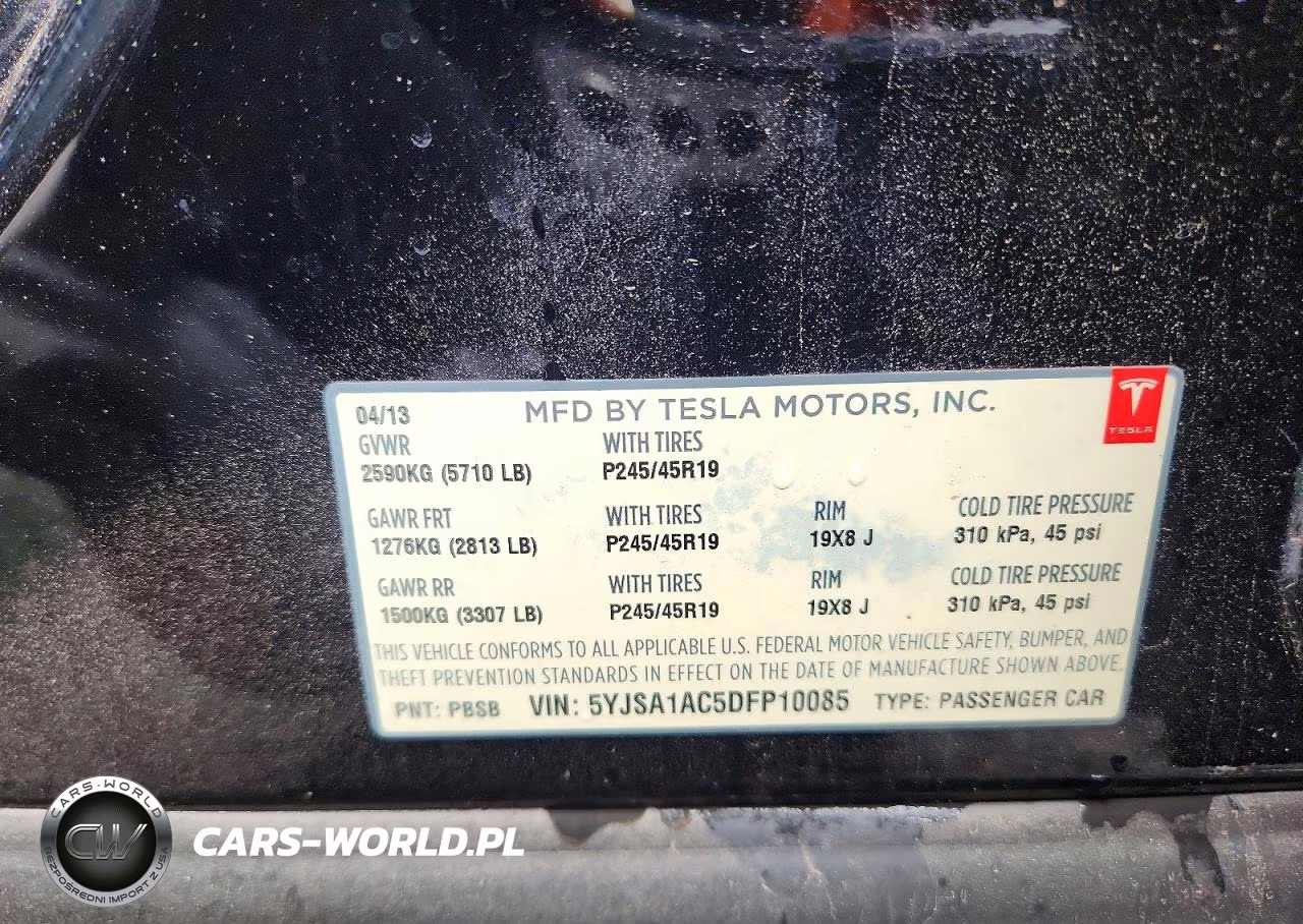 2013 Tesla Model S VIN:5YJSA1AC5DFP10085 - 12