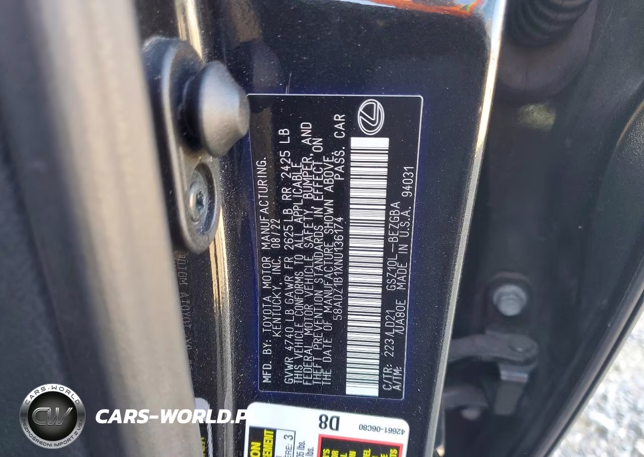 2022 Lexus Es 350 Base VIN:58ADZ1B1XNU136174 - 12