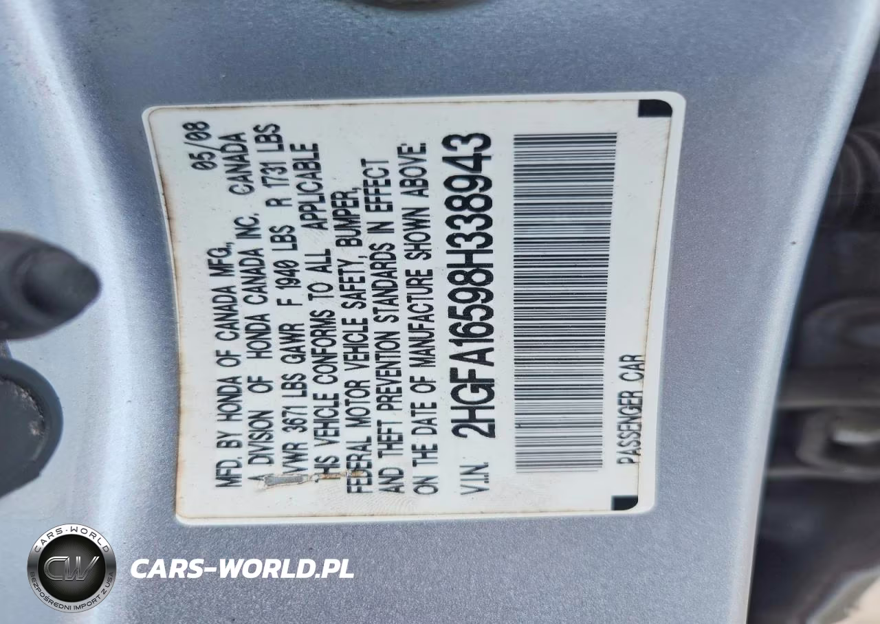 2008 Honda Civic Lx VIN:2HGFA16598H338943 - 12