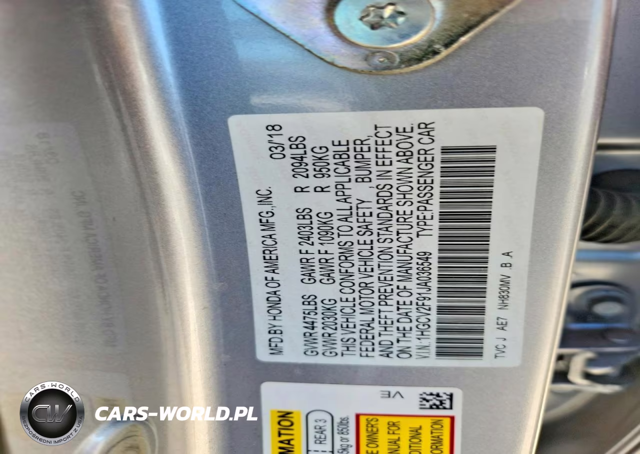 2018 Honda Accord Touring VIN:1HGCV2F91JA036549 - 12