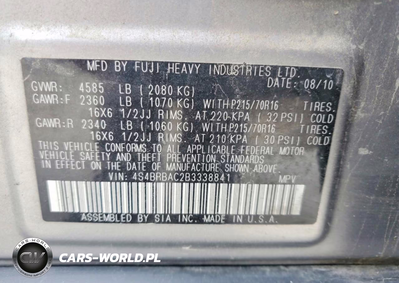 2011 Subaru Outback 2.5I VIN:4S4BRBAC2B3338841 - 13