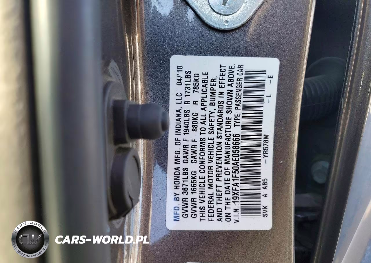 2010 Honda Civic Lx VIN:19XFA1F50AE058666 - 12