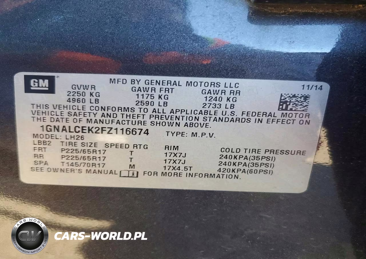 2015 Chevrolet Equinox Lt VIN:1GNALCEK2FZ116674 - 13