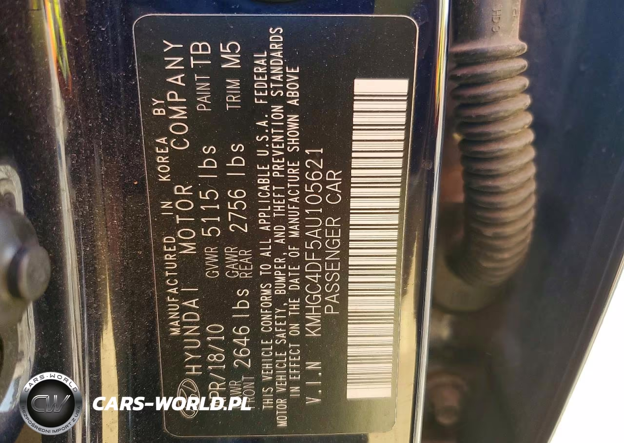 2010 Hyundai Genesis 4.6L VIN:KMHGC4DF5AU105621 - 12