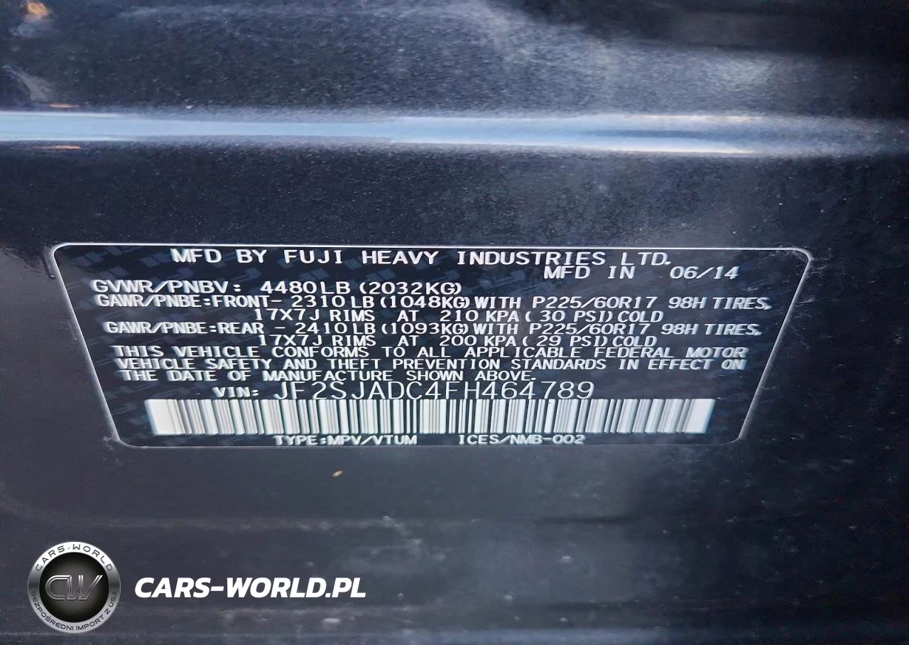 2015 Subaru Forester 2.5I Premium VIN:JF2SJADC4FH464789 - 13