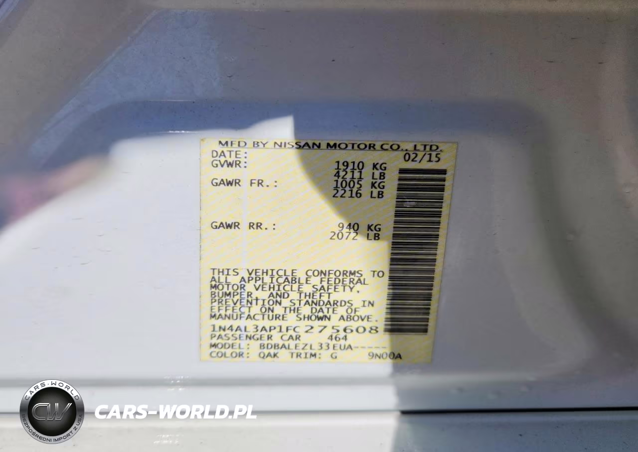 2015 Nissan Altima 2.5 S VIN:1N4AL3AP1FC275608 - 12