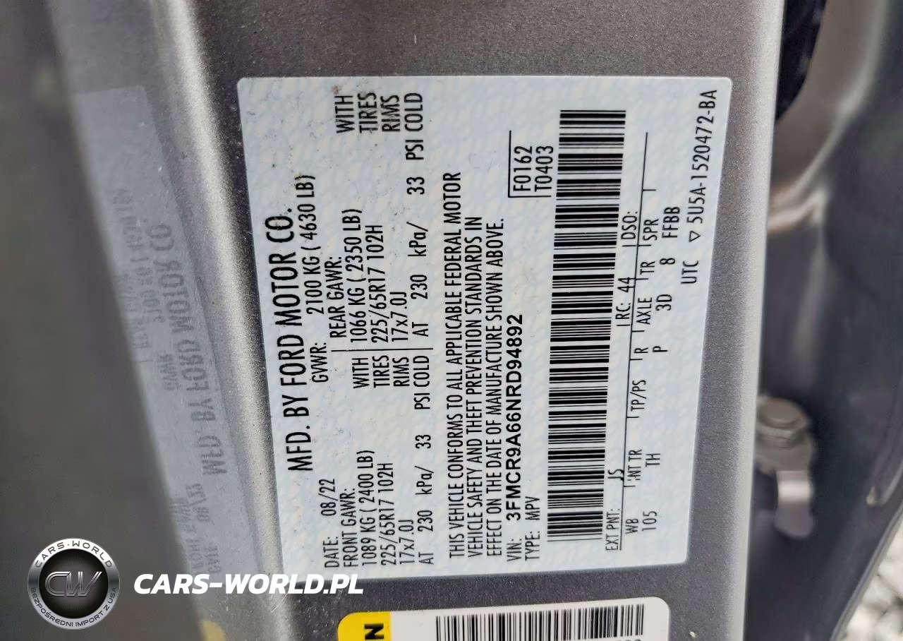 2022 Ford Bronco Sport VIN:3FMCR9A66NRD94892 - 13