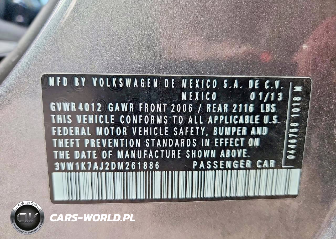 2013 Volkswagen Jetta Base VIN:3VW1K7AJ2DM261886 - 12