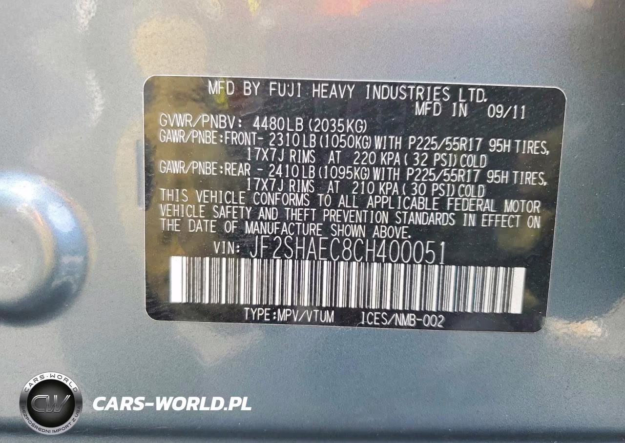 2012 Subaru Forester Limited VIN:JF2SHAEC8CH400051 - 13