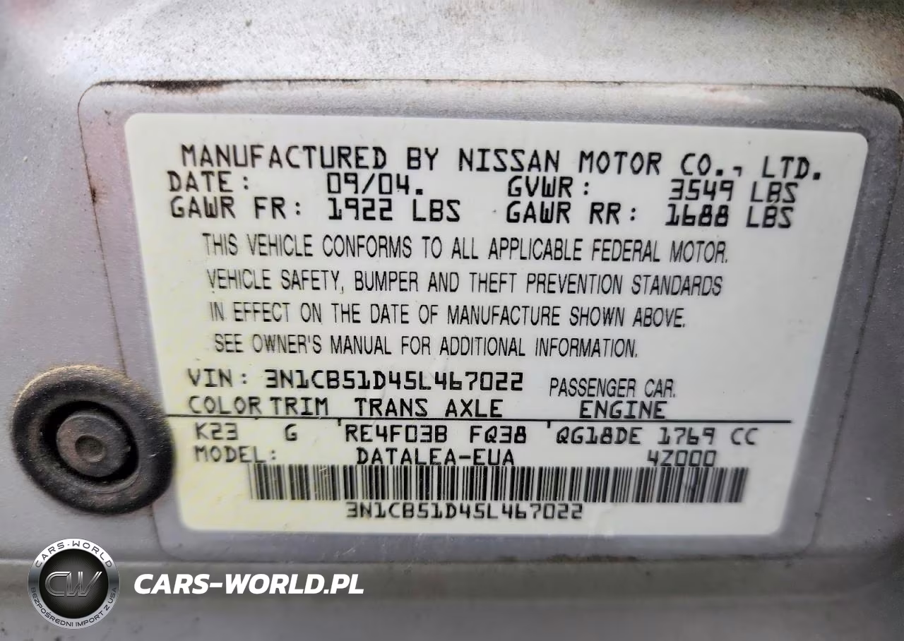 2005 Nissan Sentra VIN:3N1CB51D45L467022 - 12