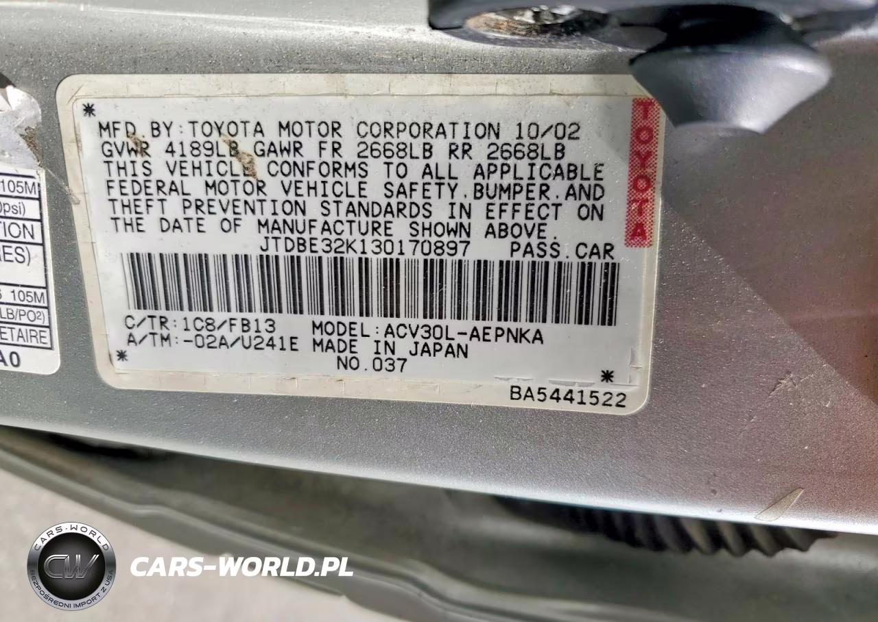 2003 Toyota Camry Le VIN:JTDBE32K130170897 - 13