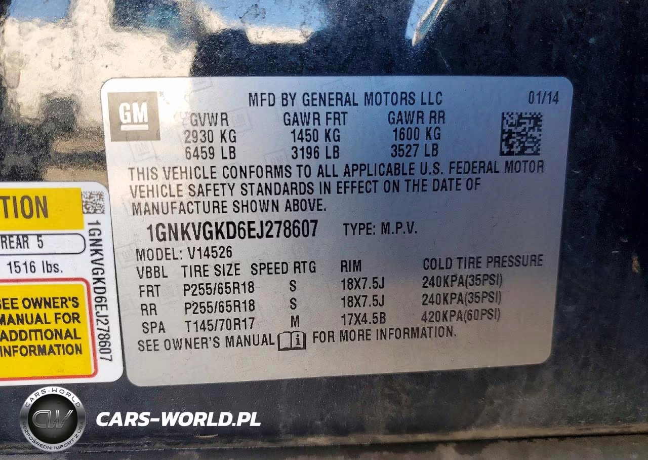 2014 Chevrolet Traverse Lt VIN:1GNKVGKD6EJ278607 - 14