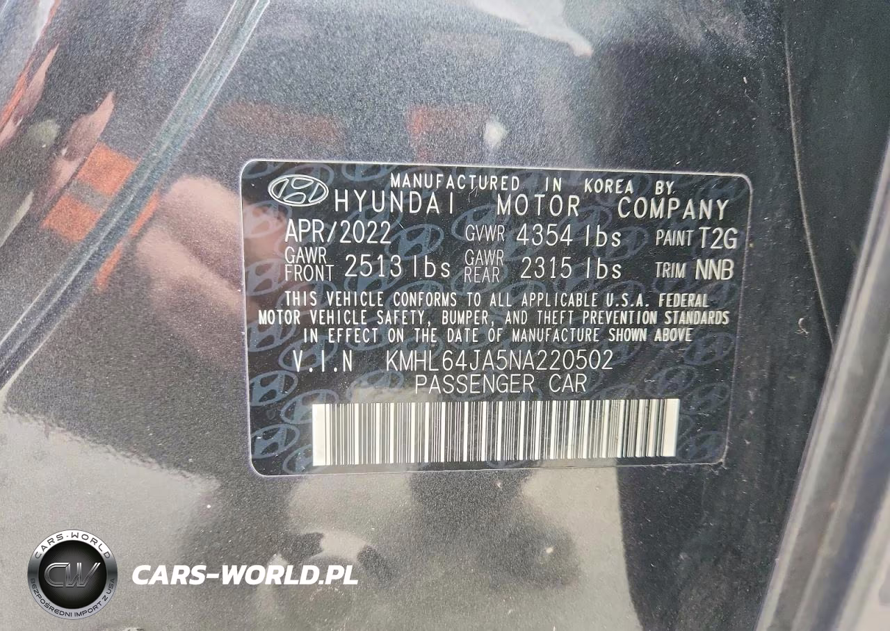 2022 Hyundai Sonata Sel VIN:KMHL64JA5NA220502 - 12