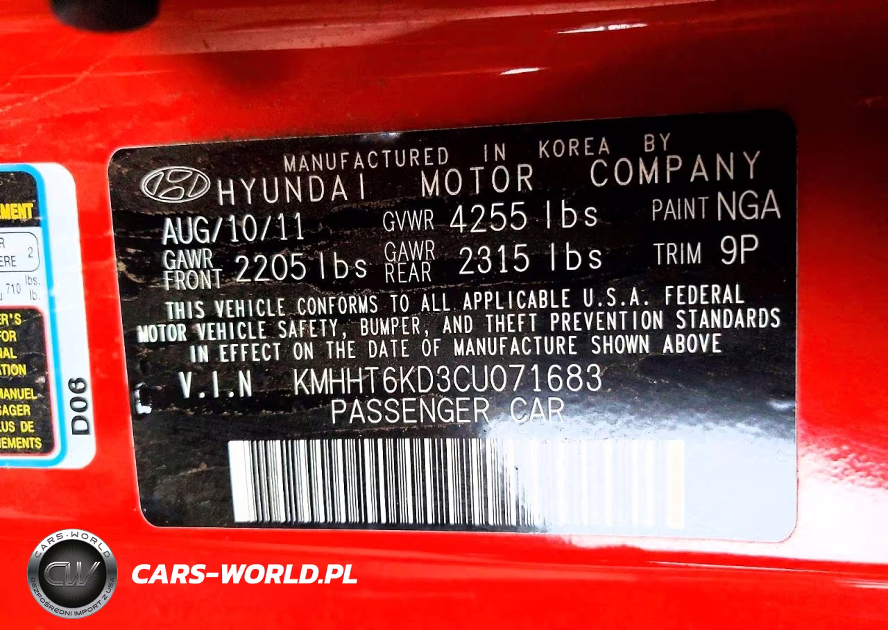 2012 Hyundai Genesis Coupe 2.0T VIN:KMHHT6KD3CU071683 - 12