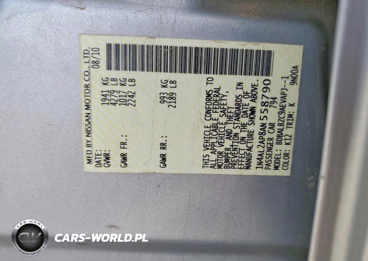 2010 Nissan Altima 2.5 VIN:1N4AL2AP8AN558790 - 12