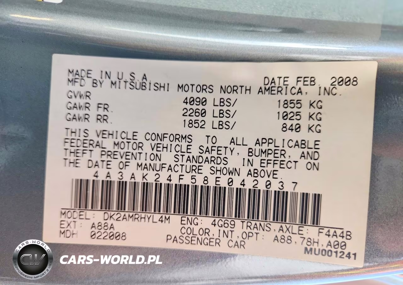 2008 Mitsubishi Eclipse Gs VIN:4A3AK24F58E042037 - 12