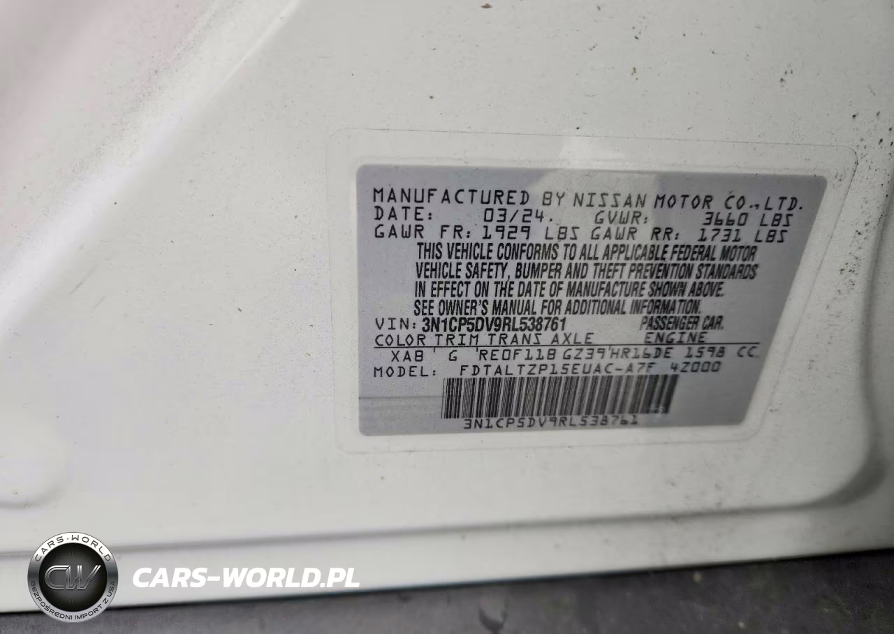 2024 Nissan Kicks Sr VIN:3N1CP5DV9RL538761 - 12