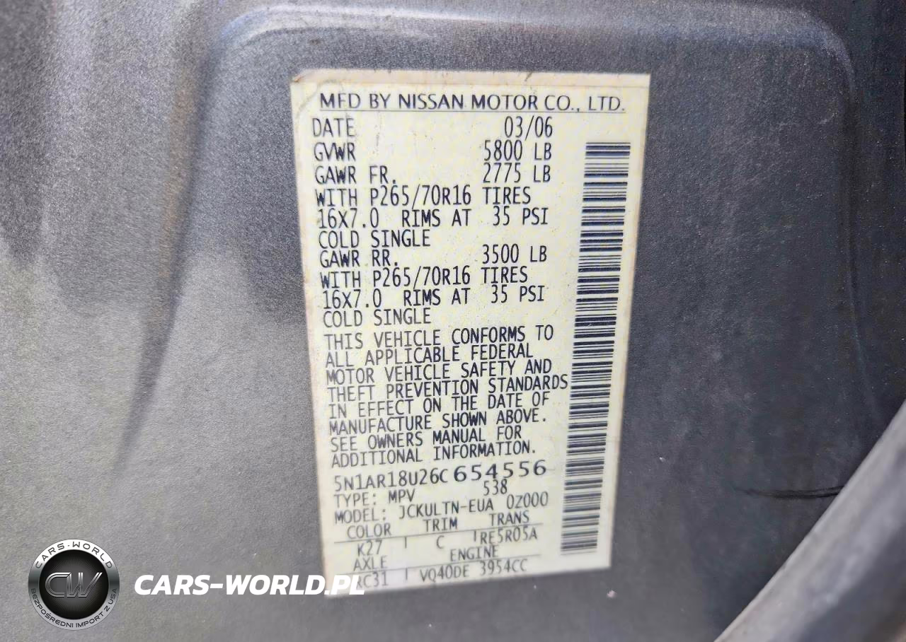 2006 Nissan Pathfinder S VIN:5N1AR18U26C654556 - 12