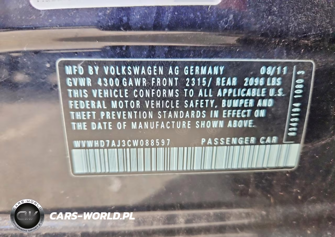 2012 Volkswagen Gti VIN:WVWHD7AJ3CW088597 - 12