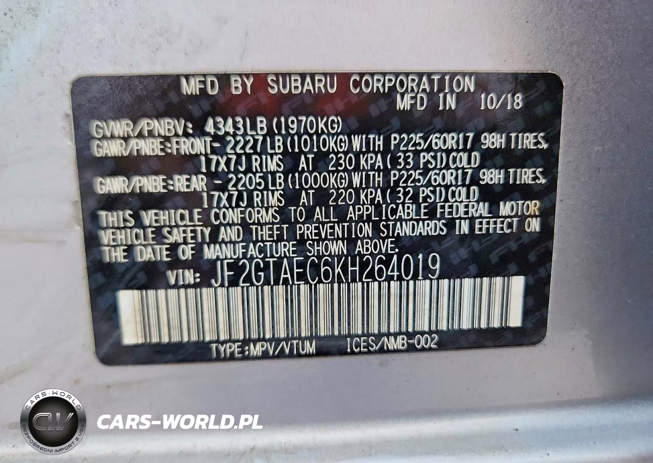 2019 Subaru Crosstrek Premium VIN:JF2GTAEC6KH264019 - 13