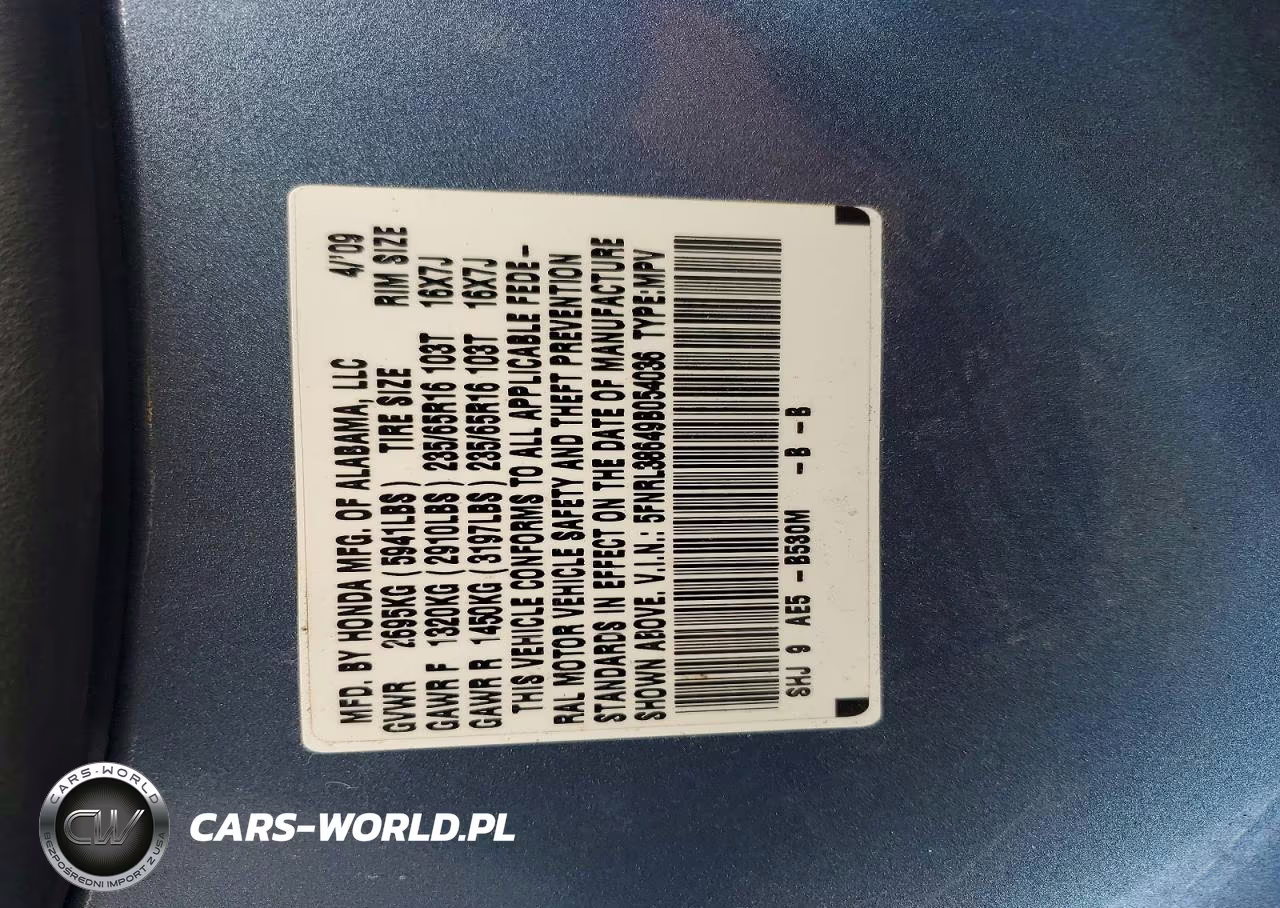 2009 Honda Odyssey Exl VIN:5FNRL38649B054036 - 13